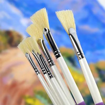 Fan bristle hair Paint Brush Set wholesale Art Supplies Oil Painting Brush fan head boar bristle artist brush
