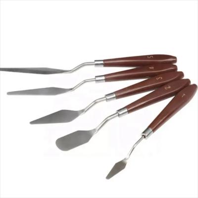 Painting Knives Stainless Steel Spatula Palette Knives with Wooden Handle for Oil and Gouache Painting 