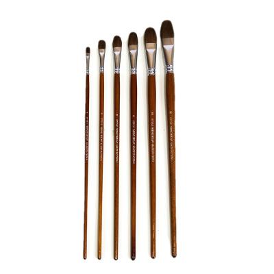 Wooden Handle Paint Brush 6 Pcs Watercolor Round Art Oil Painting Brush